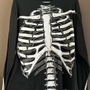 Spirit Black Long Sleeve Tee with White Skeleton Chest Print